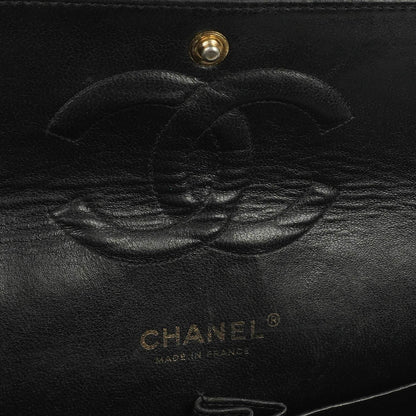Chanel Classic Medium Double Flap Tasche aus schwarzem gestepptem Caviar-Leder mit 24K vergoldeter Hardware