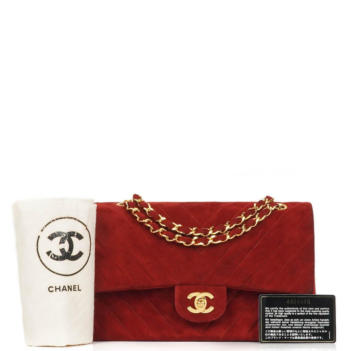 Chanel Classic Medium Double Flap Bag in Rot Gequiltetes Wildleder und 24K Goldbeschläge