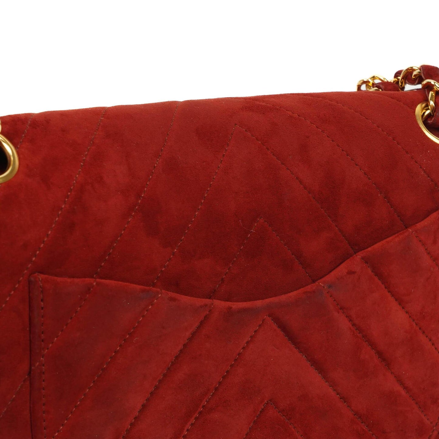 Chanel Classic Medium Double Flap Bag in Rot Gequiltetes Wildleder und 24K Goldbeschläge