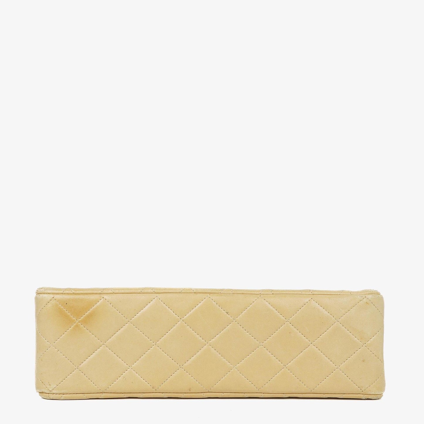 Chanel Classic Medium Single Flap Bag aus beigem gestepptem Leder mit gold- und silberfarbener Kombi-Hardware