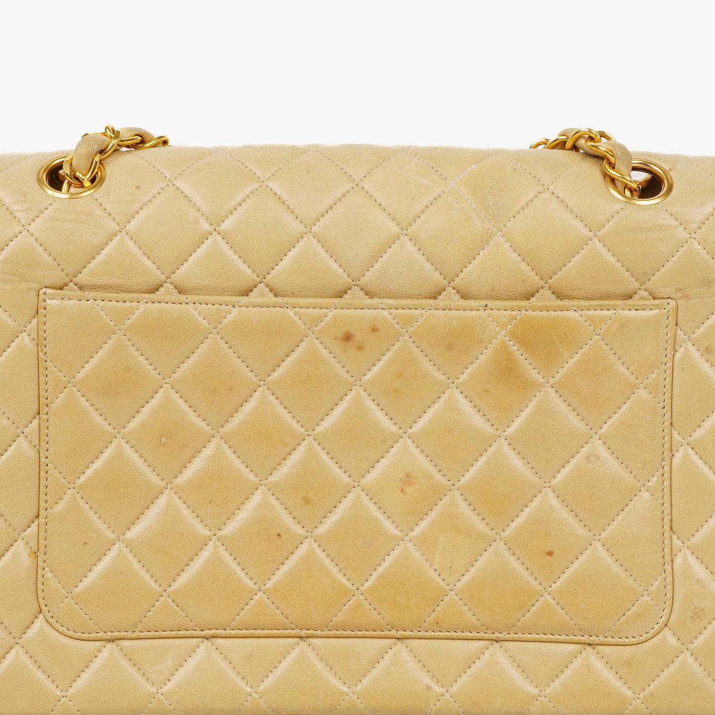 Chanel Classic Medium Single Flap Bag aus beigem gestepptem Leder mit gold- und silberfarbener Kombi-Hardware