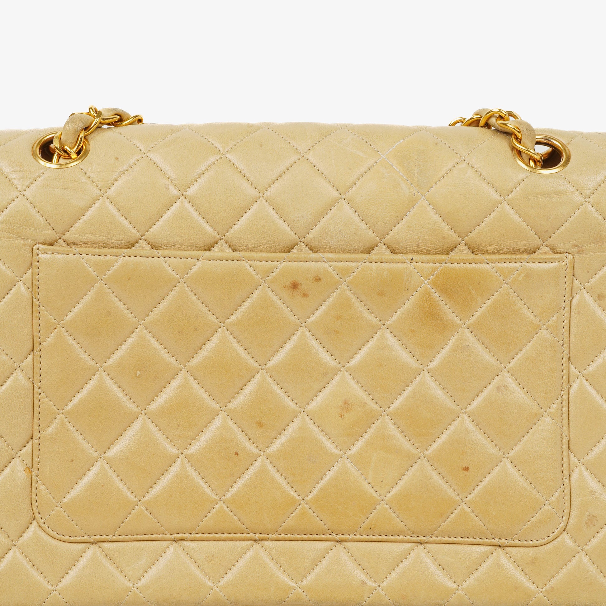 Chanel Classic Medium Single Flap Bag aus beigem gestepptem Leder mit gold- und silberfarbener Kombi-Hardware