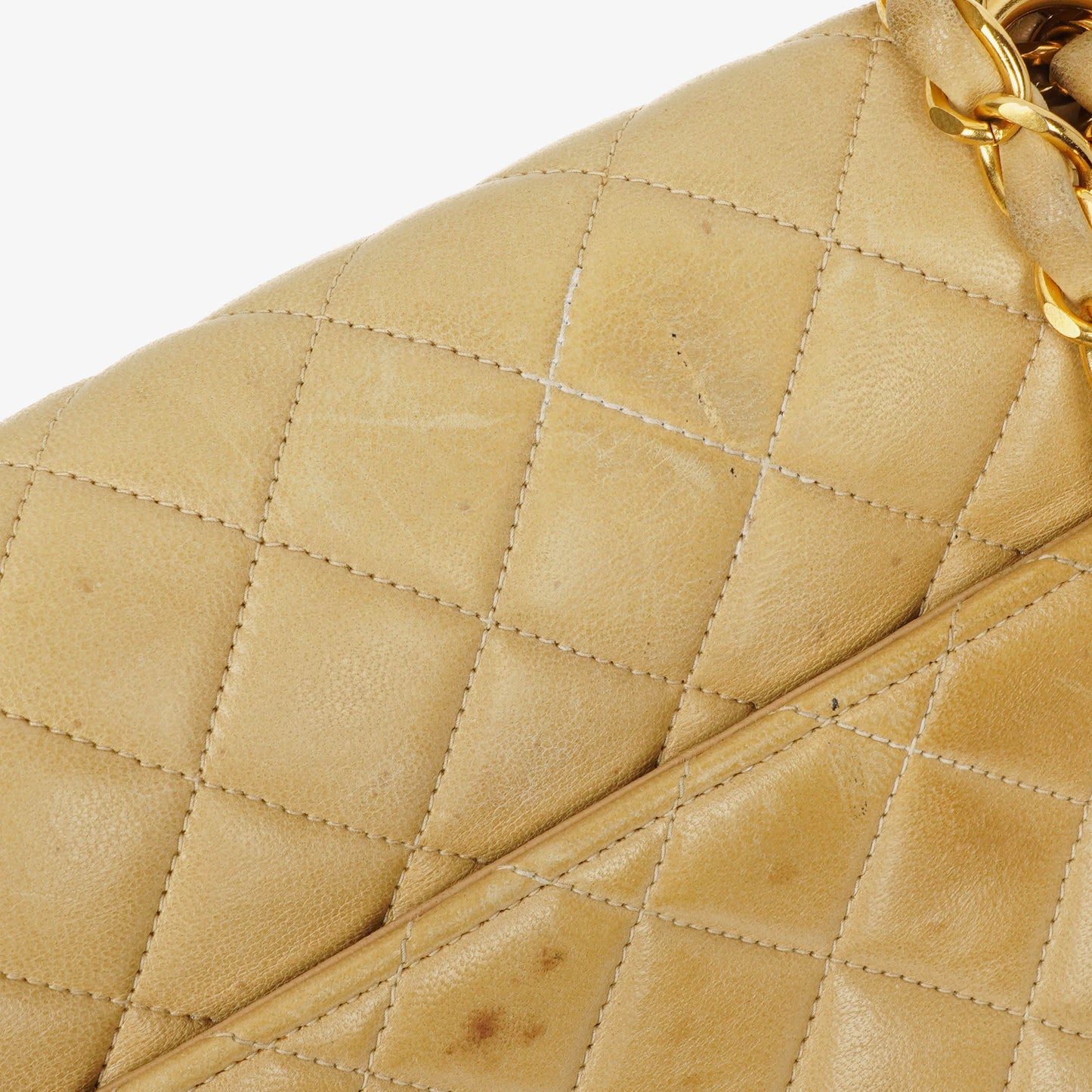 Chanel Classic Medium Single Flap Bag aus beigem gestepptem Leder mit gold- und silberfarbener Kombi-Hardware