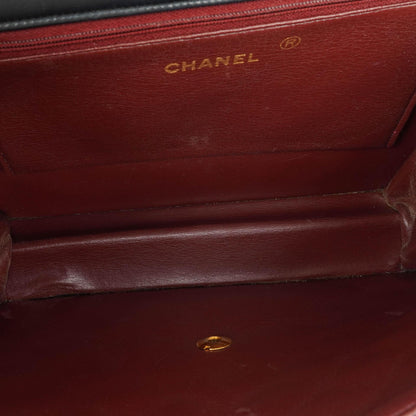 Chanel Klassische Mittlere Einzelklappen Tasche Schwarze Gequiltete Lammleder 24K Goldbeschichtetes Zubehör