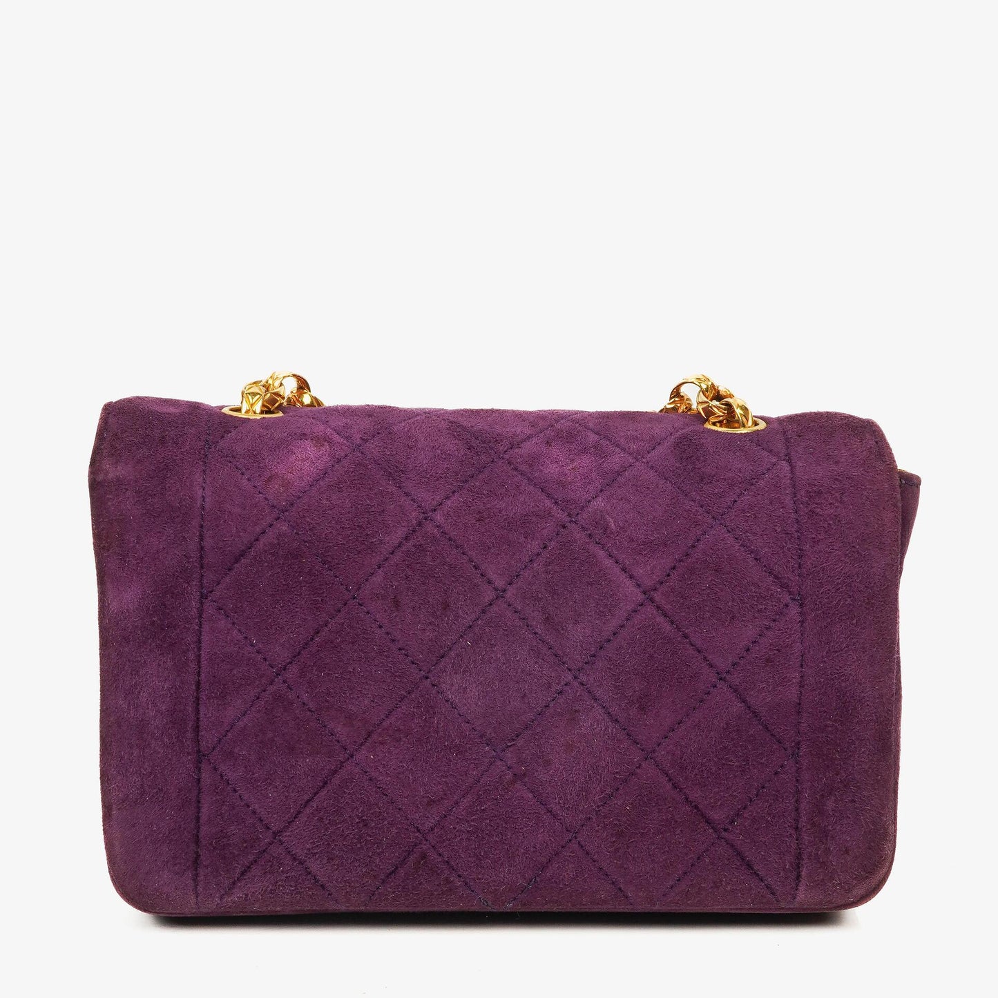 Chanel Classic Mini Diana Flap Tasche aus lila Wildleder mit 24K vergoldeten Beschlägen