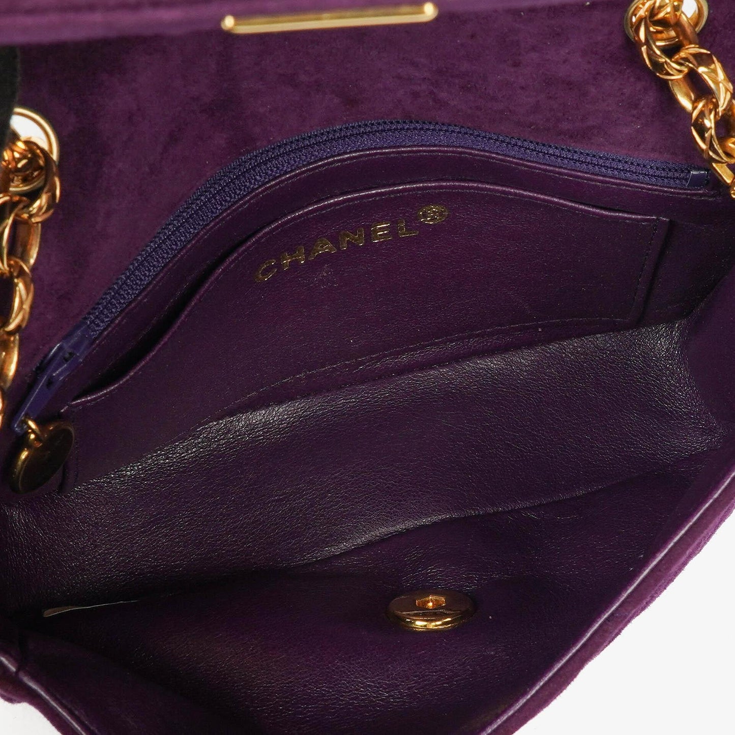 Chanel Classic Mini Diana Flap Tasche aus lila Wildleder mit 24K vergoldeten Beschlägen