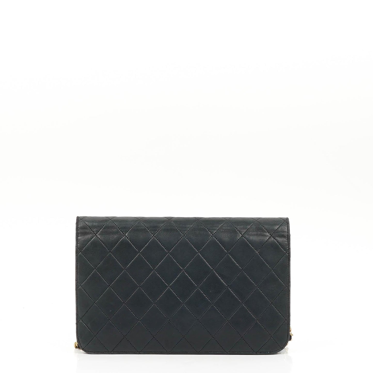 Chanel Classic Full Flap Bag, Marineblau gestepptes Lammleder, Goldfarbene Hardware
