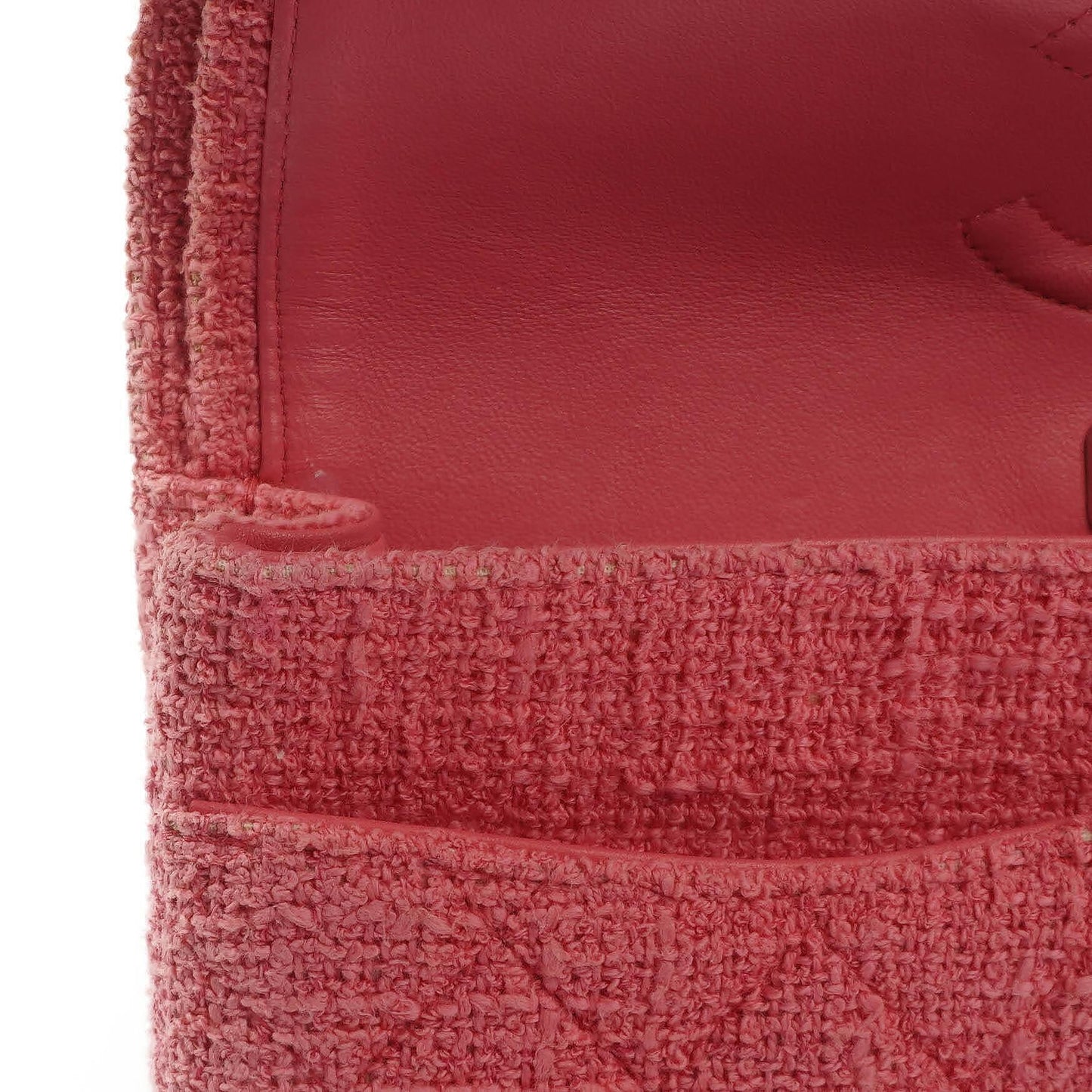 Chanel Classic Medium Double Flap Tasche aus rosa Tweed mit Kristallperlen-Blumenverzierung, Steppung und silberner Hardware