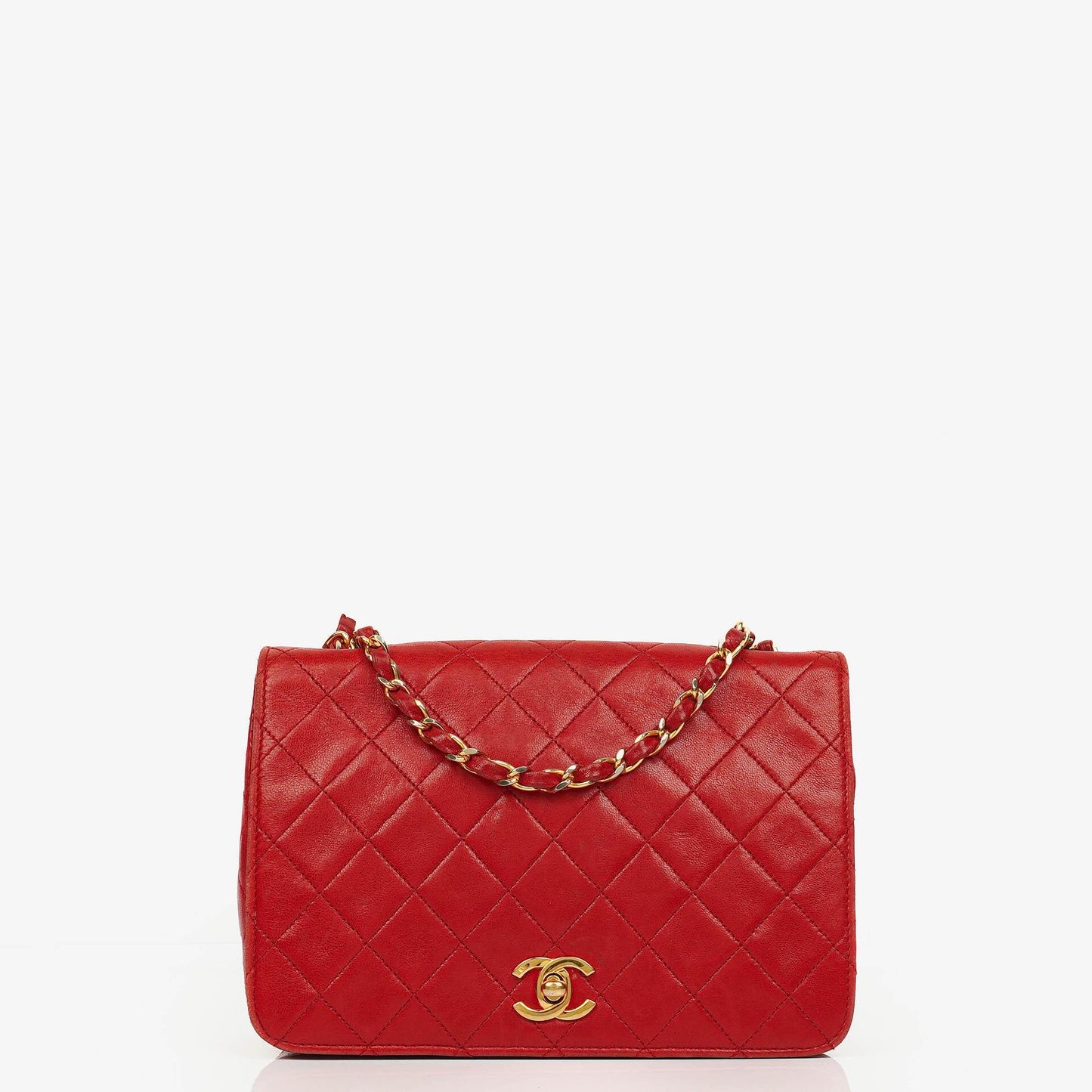 Chanel Classic Full Flap Tasche aus gestepptem Lammleder mit 24K vergoldeten Beschlägen