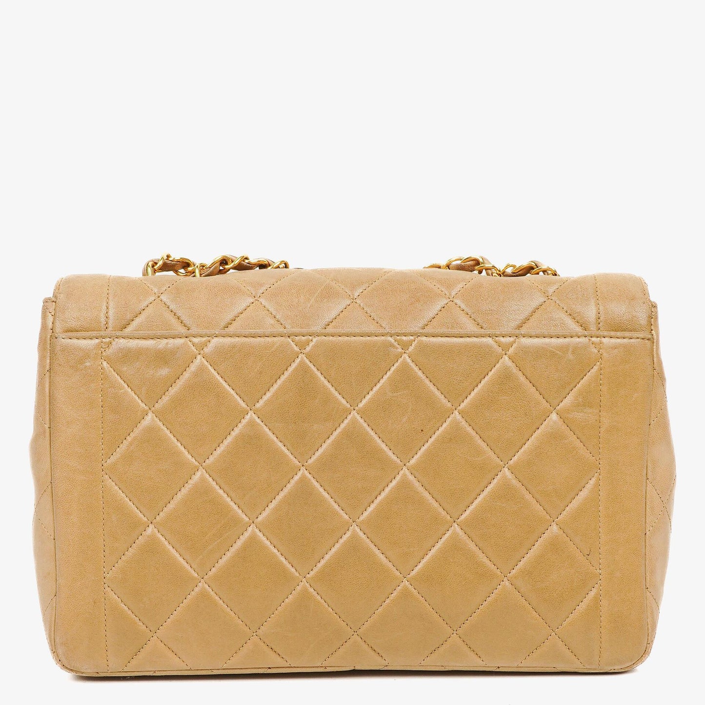 Chanel Classic Single Flap Tasche aus beigem gestepptem Lammleder mit 24K vergoldeter Hardware