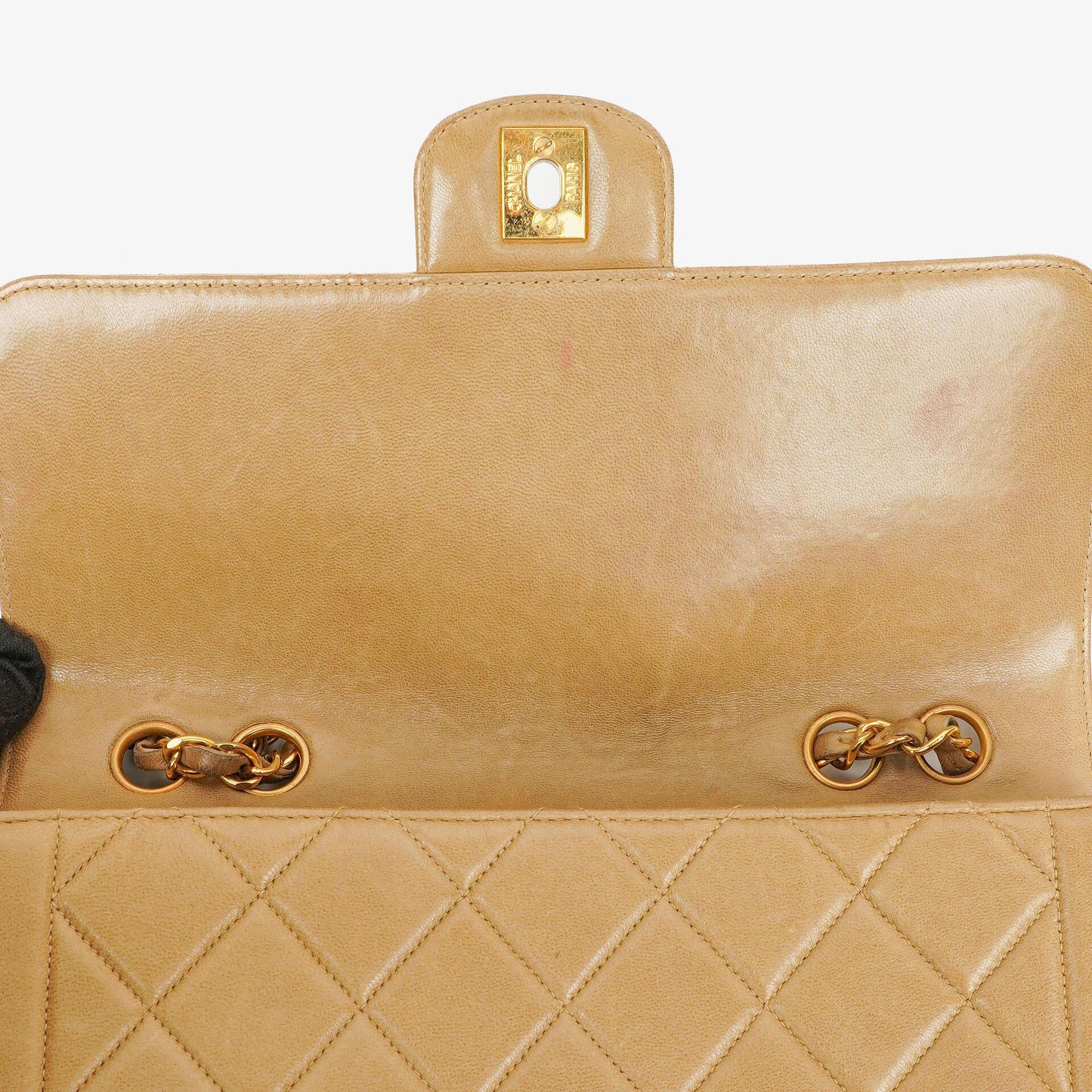 Chanel Classic Single Flap Tasche aus beigem gestepptem Lammleder mit 24K vergoldeter Hardware