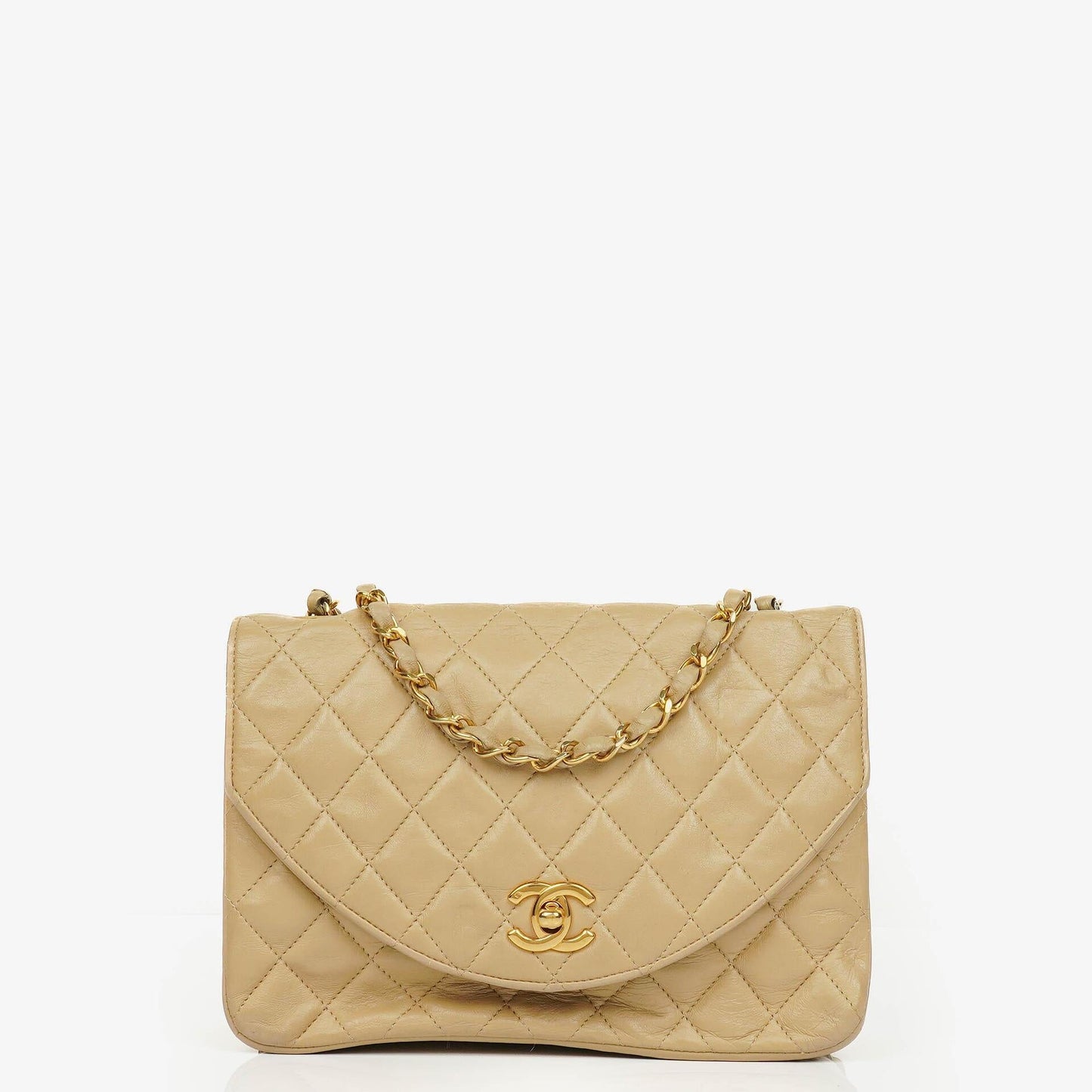 Chanel Classic Single Flap Tasche aus beigem gestepptem Lammleder mit 24K vergoldeter Hardware