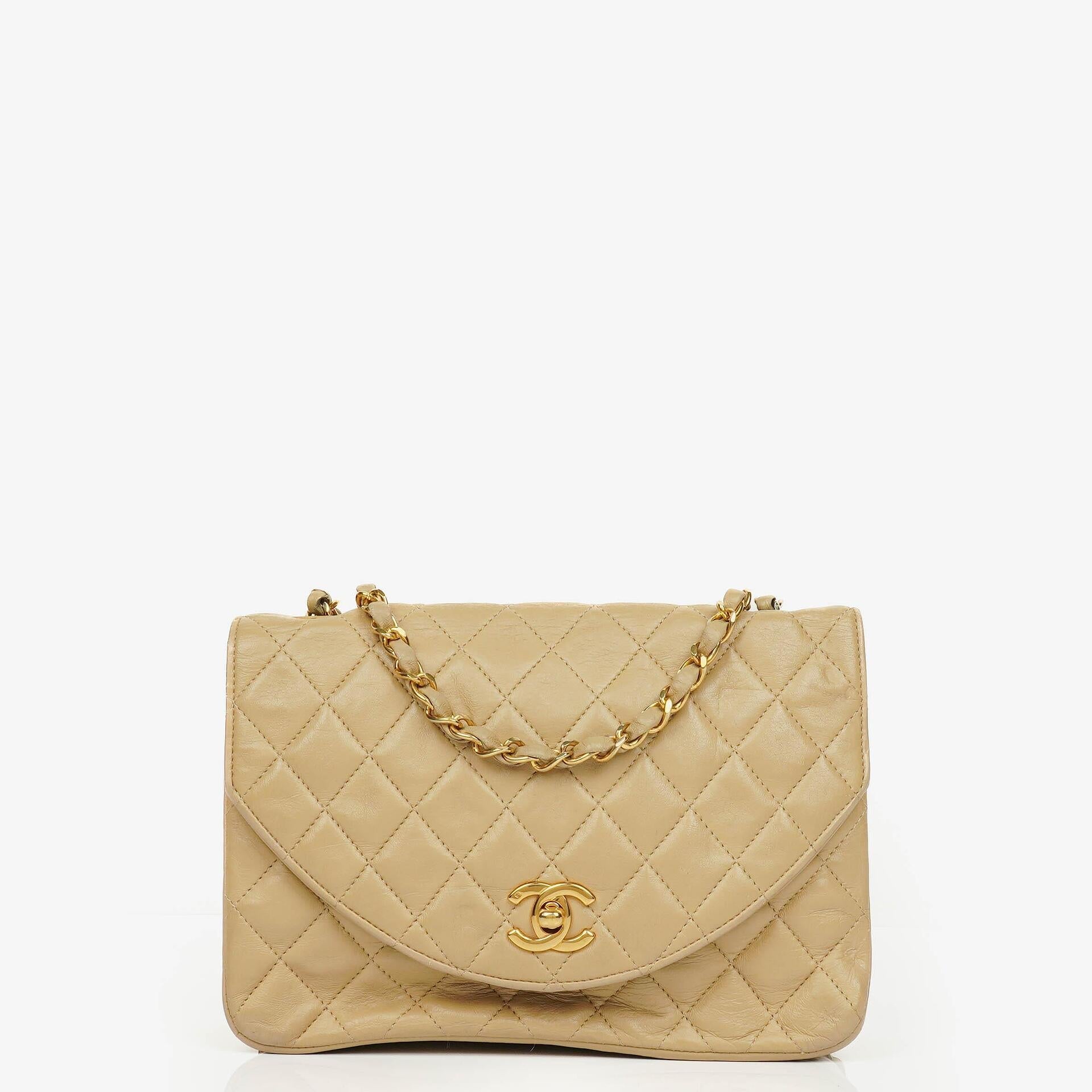 Chanel Classic Single Flap Tasche aus beigem gestepptem Lammleder mit 24K vergoldeter Hardware