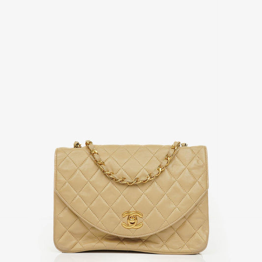 Chanel Classic Single Flap Tasche aus beigem gestepptem Lammleder mit 24K vergoldeter Hardware