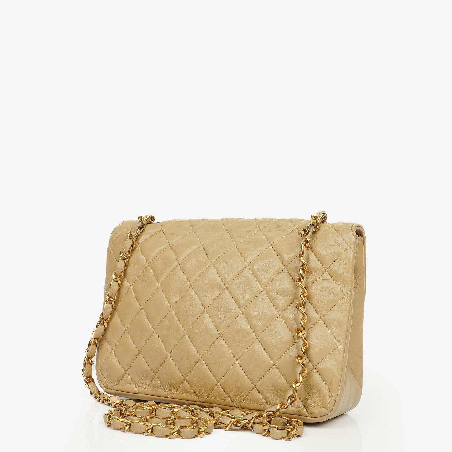 Chanel Classic Single Flap Tasche aus beigem gestepptem Lammleder mit 24K vergoldeter Hardware