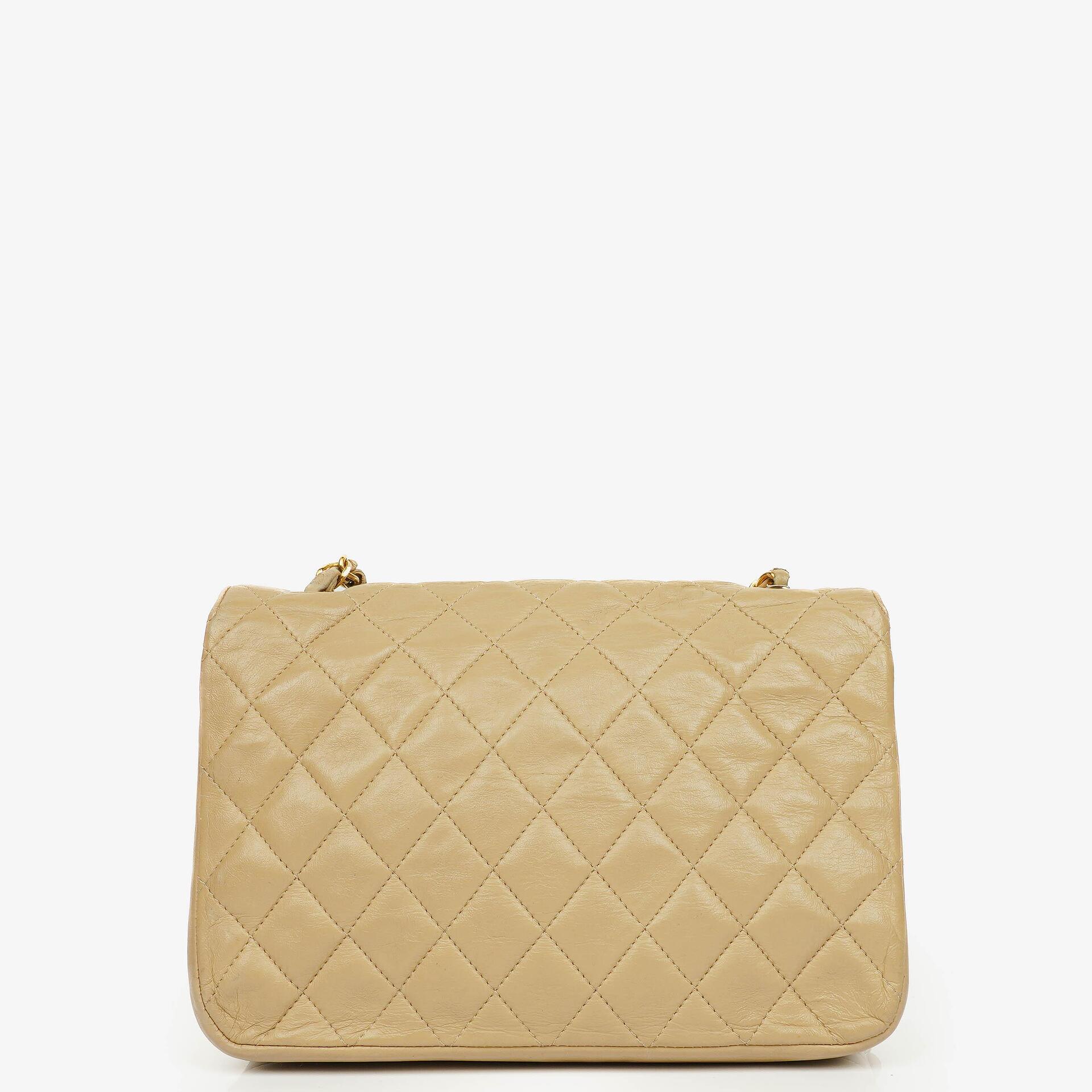 Chanel Classic Single Flap Tasche aus beigem gestepptem Lammleder mit 24K vergoldeter Hardware