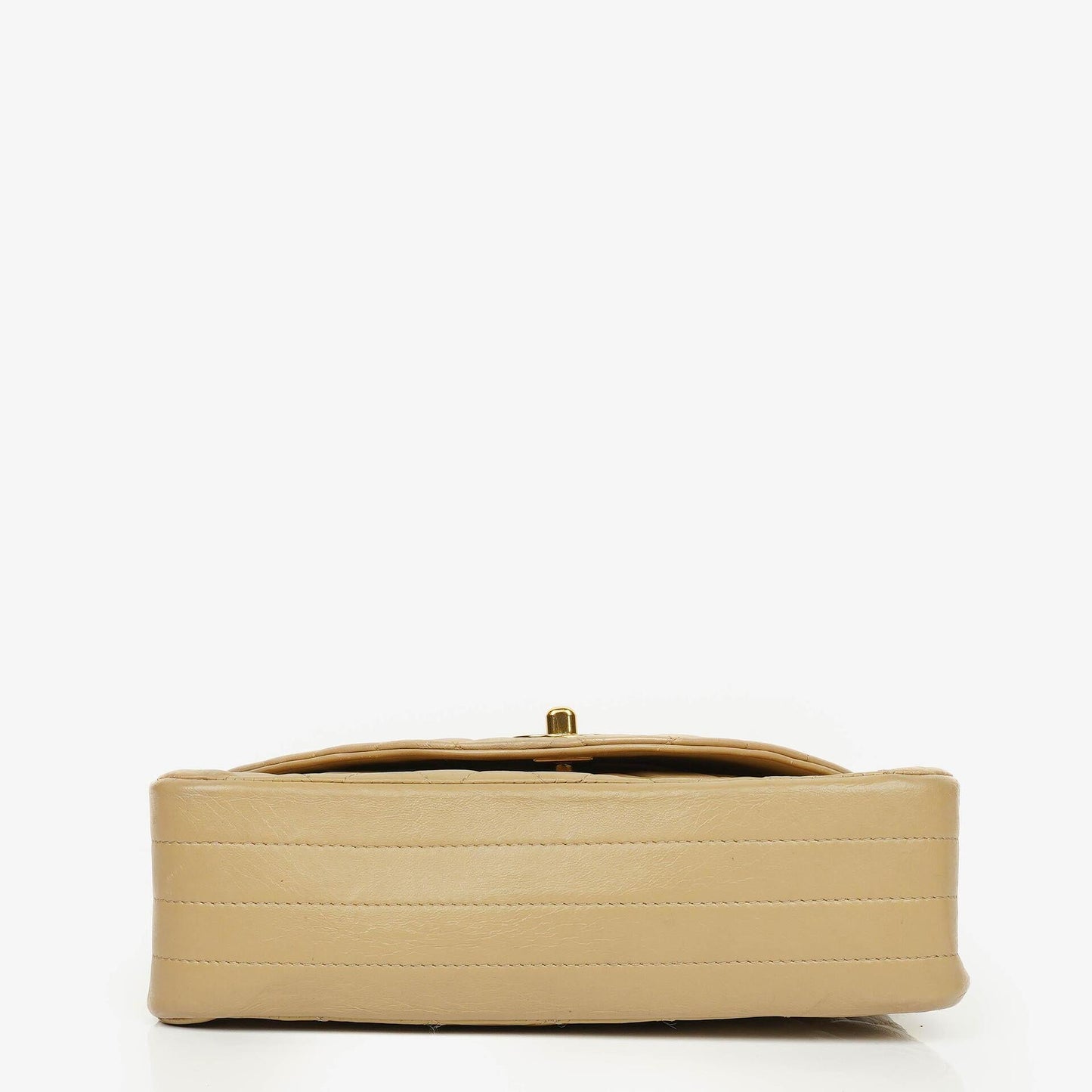 Chanel Classic Single Flap Tasche aus beigem gestepptem Lammleder mit 24K vergoldeter Hardware