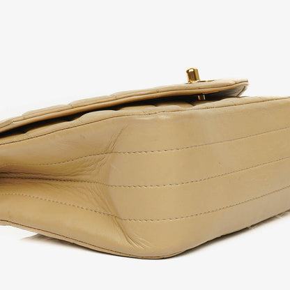Chanel Classic Single Flap Tasche aus beigem gestepptem Lammleder mit 24K vergoldeter Hardware