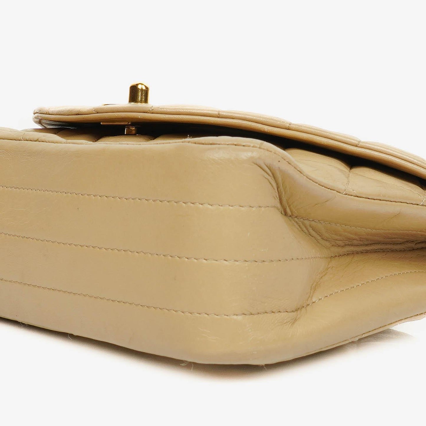 Chanel Classic Single Flap Tasche aus beigem gestepptem Lammleder mit 24K vergoldeter Hardware