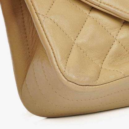 Chanel Classic Single Flap Tasche aus beigem gestepptem Lammleder mit 24K vergoldeter Hardware