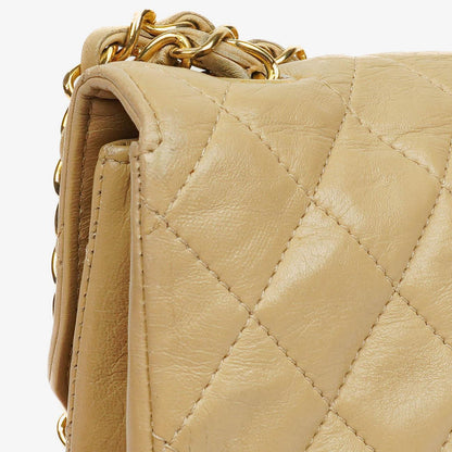 Chanel Classic Single Flap Tasche aus beigem gestepptem Lammleder mit 24K vergoldeter Hardware