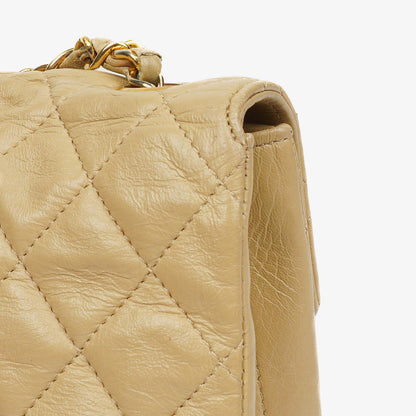 Chanel Classic Single Flap Tasche aus beigem gestepptem Lammleder mit 24K vergoldeter Hardware