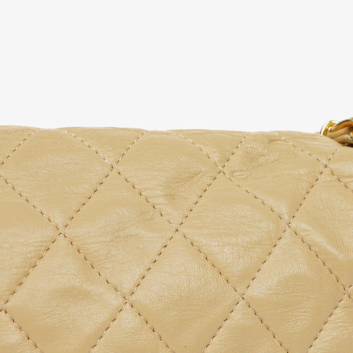 Chanel Classic Single Flap Tasche aus beigem gestepptem Lammleder mit 24K vergoldeter Hardware
