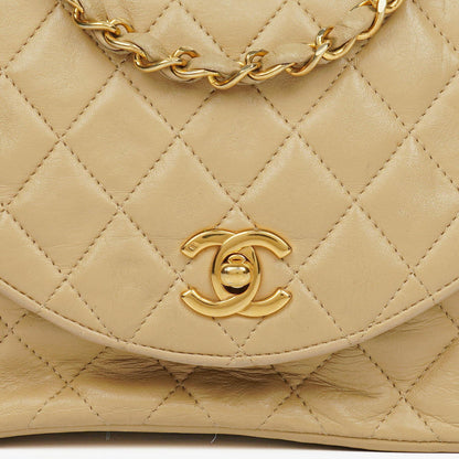 Chanel Classic Single Flap Tasche aus beigem gestepptem Lammleder mit 24K vergoldeter Hardware