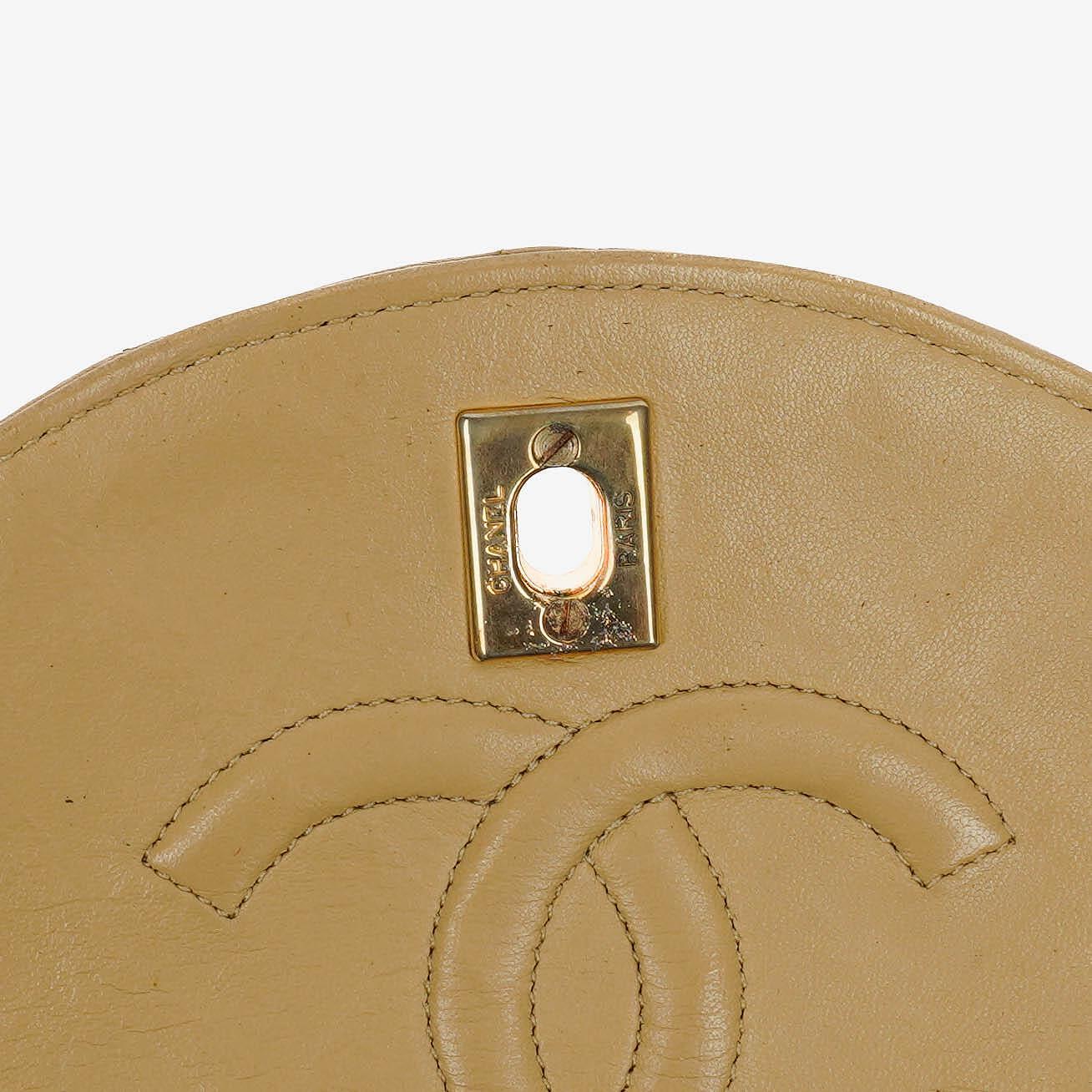 Chanel Classic Single Flap Tasche aus beigem gestepptem Lammleder mit 24K vergoldeter Hardware