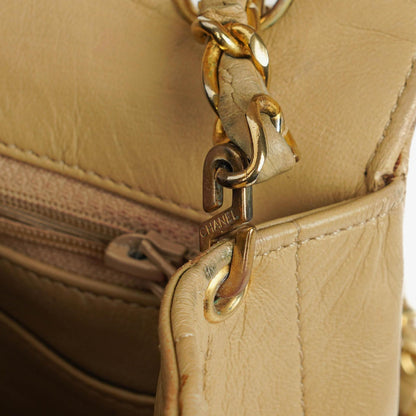 Chanel Classic Single Flap Tasche aus beigem gestepptem Lammleder mit 24K vergoldeter Hardware