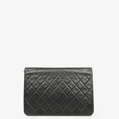 Chanel Classic Single Flap Tasche aus schwarzem gestepptem Lammleder mit 24K vergoldeter Hardware