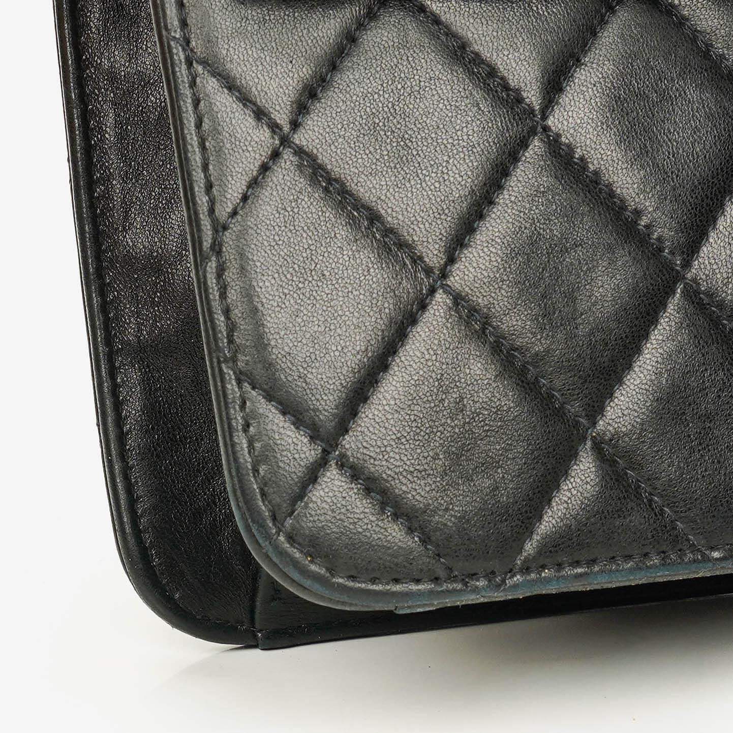 Chanel Classic Single Flap Tasche aus schwarzem gestepptem Lammleder mit 24K vergoldeter Hardware