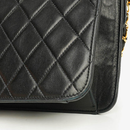 Chanel Classic Single Flap Tasche aus schwarzem gestepptem Lammleder mit 24K vergoldeter Hardware