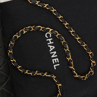 Chanel Classic Single Flap Tasche aus schwarzem gestepptem Lammleder mit 24K vergoldeter Hardware