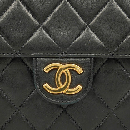 Chanel Classic Single Flap Tasche aus schwarzem gestepptem Lammleder mit 24K vergoldeter Hardware