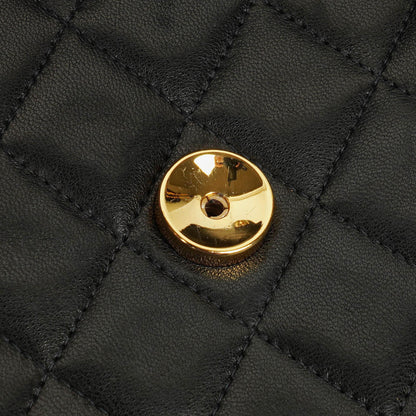 Chanel Classic Single Flap Tasche aus schwarzem gestepptem Lammleder mit 24K vergoldeter Hardware