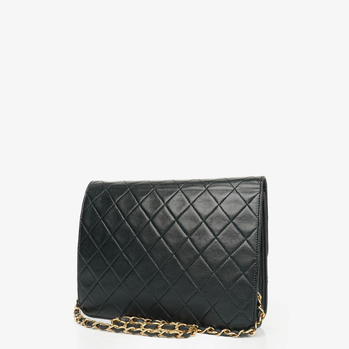 Chanel Classic Single Flap Bag aus schwarzem gestepptem Lammleder mit 24K vergoldeten Beschlägen