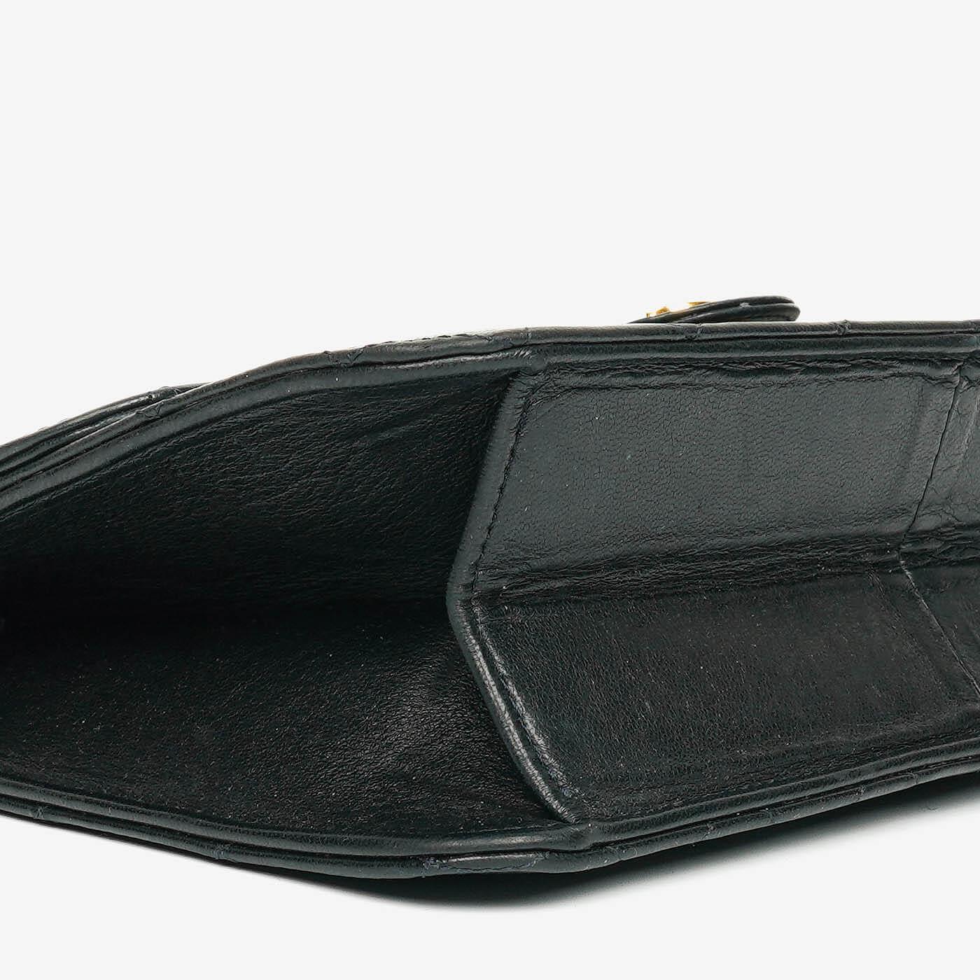 Chanel Classic Single Flap Bag aus schwarzem gestepptem Lammleder mit 24K vergoldeten Beschlägen