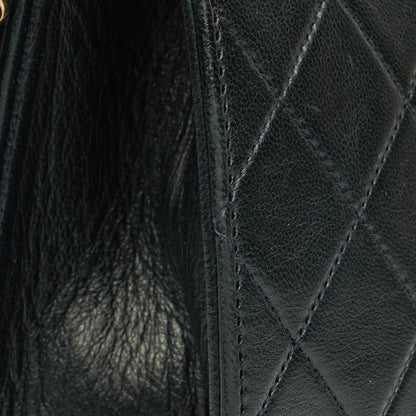 Chanel Classic Single Flap Bag aus schwarzem gestepptem Lammleder mit 24K vergoldeten Beschlägen