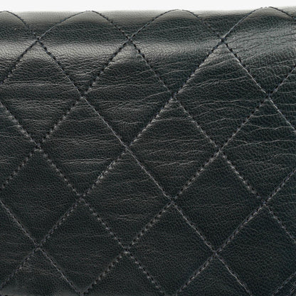 Chanel Classic Single Flap Bag aus schwarzem gestepptem Lammleder mit 24K vergoldeten Beschlägen