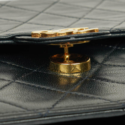 Chanel Classic Single Flap Bag aus schwarzem gestepptem Lammleder mit 24K vergoldeten Beschlägen