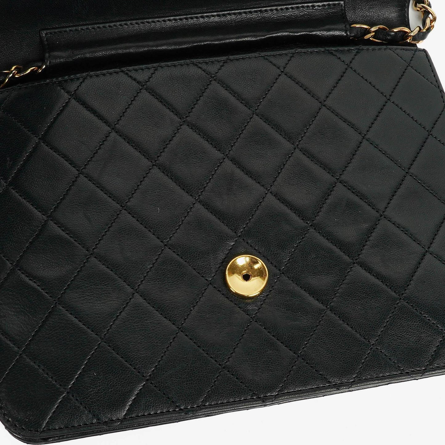 Chanel Classic Single Flap Bag aus schwarzem gestepptem Lammleder mit 24K vergoldeten Beschlägen