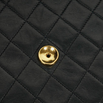 Chanel Classic Single Flap Bag aus schwarzem gestepptem Lammleder mit 24K vergoldeten Beschlägen