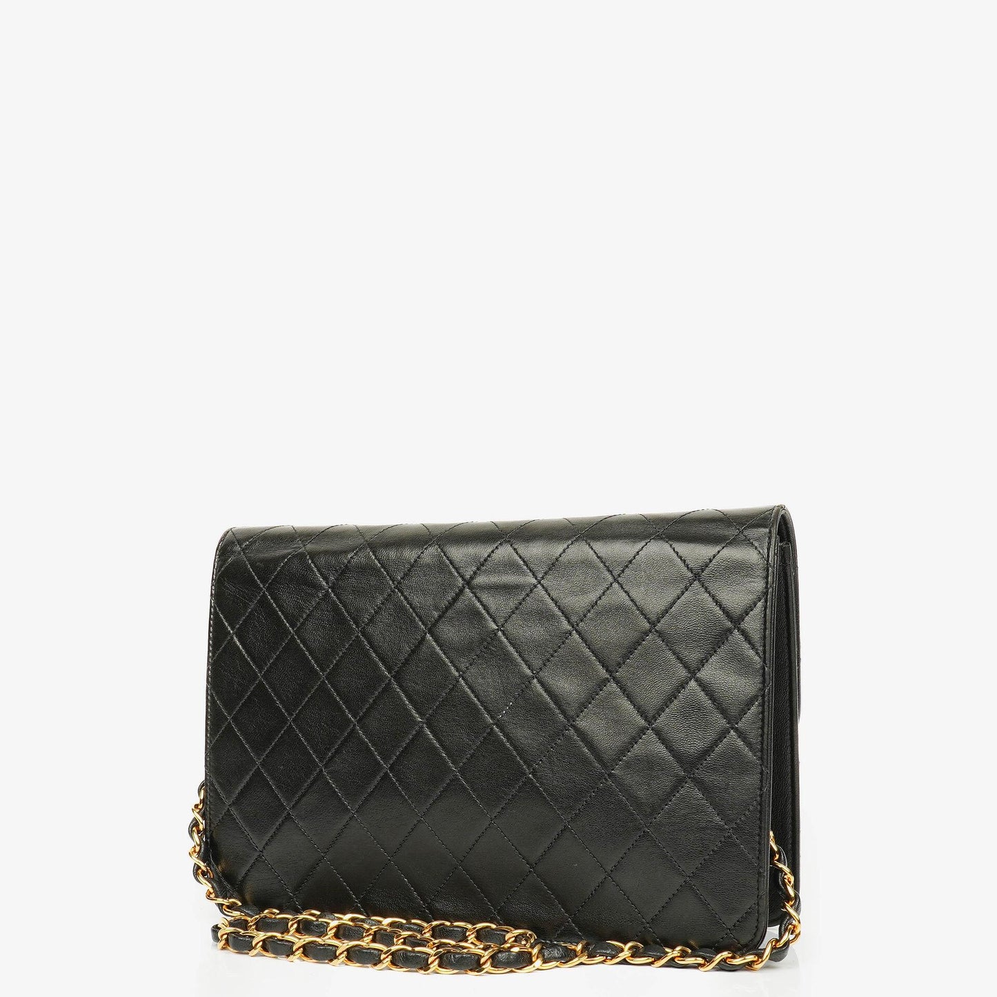Chanel Classic Single Flap Tasche aus schwarzem gestepptem Lammleder mit 24K vergoldeten Beschlägen