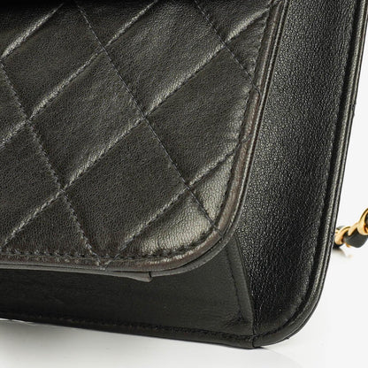 Chanel Classic Single Flap Tasche aus schwarzem gestepptem Lammleder mit 24K vergoldeten Beschlägen