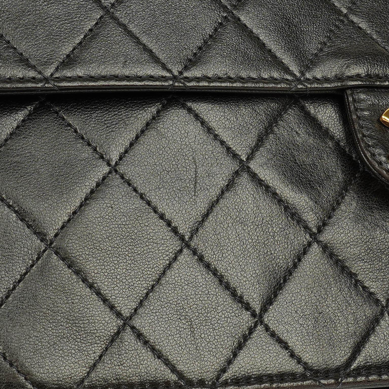 Chanel Classic Single Flap Tasche aus schwarzem gestepptem Lammleder mit 24K vergoldeten Beschlägen