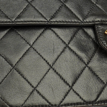 Chanel Classic Single Flap Tasche aus schwarzem gestepptem Lammleder mit 24K vergoldeten Beschlägen