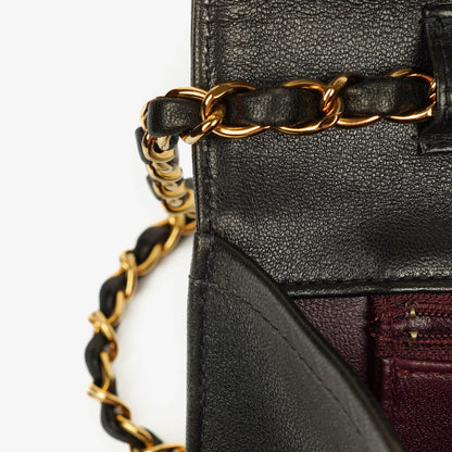 Chanel Classic Single Flap Tasche aus schwarzem gestepptem Lammleder mit 24K vergoldeten Beschlägen