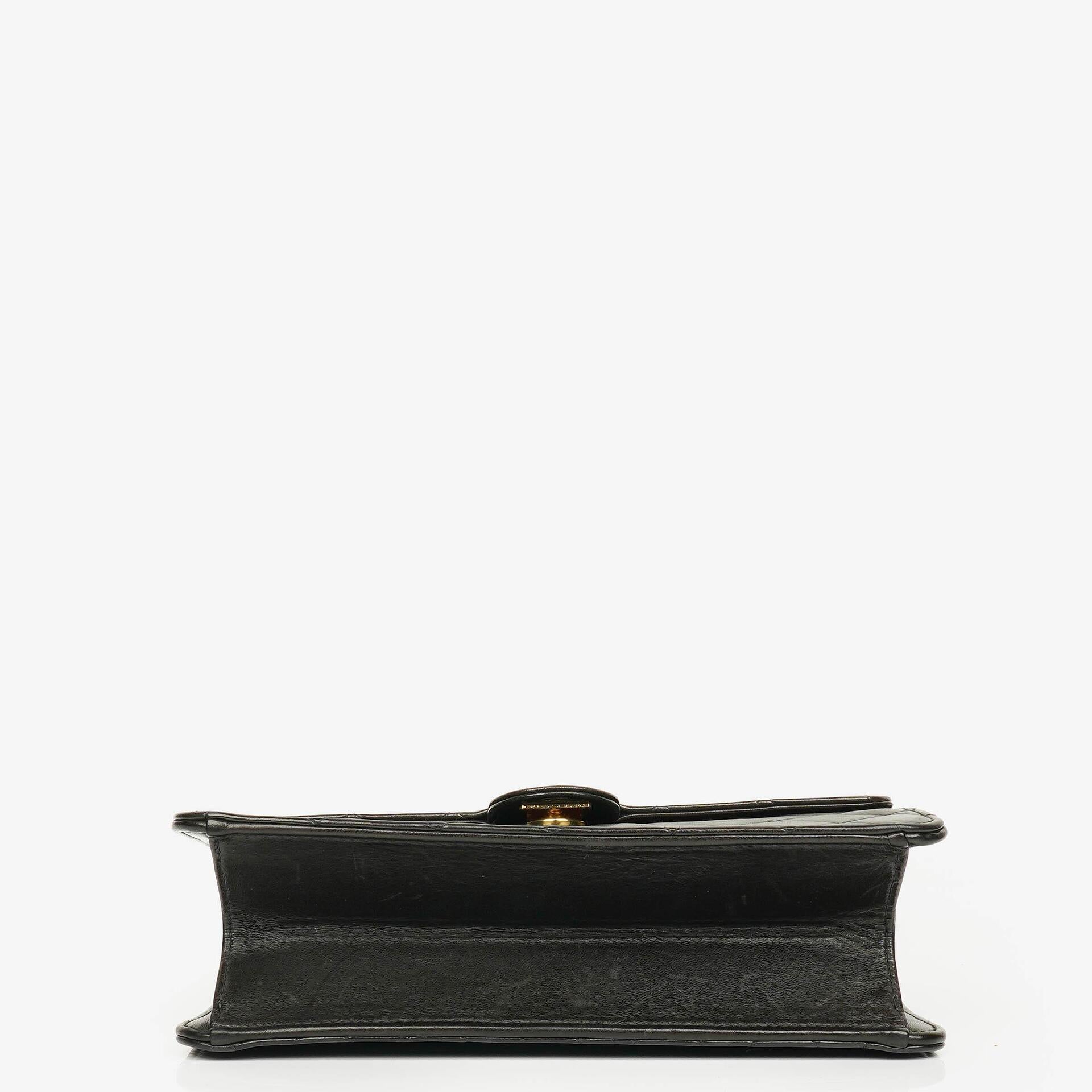 Chanel Classic Single Flap Tasche aus schwarzem gestepptem Lammleder mit 24K vergoldeter Hardware