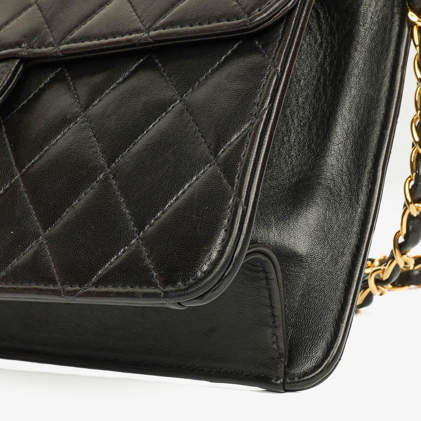 Chanel Classic Single Flap Tasche aus schwarzem gestepptem Lammleder mit 24K vergoldeter Hardware
